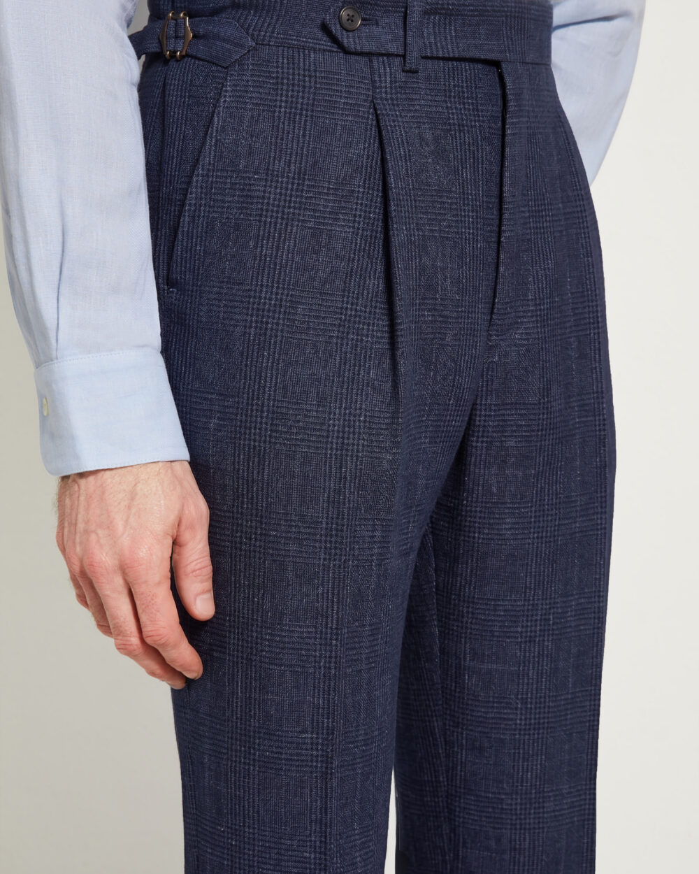 Pantalon Coupe Une Pince / Prince de Galles Laine & Lin