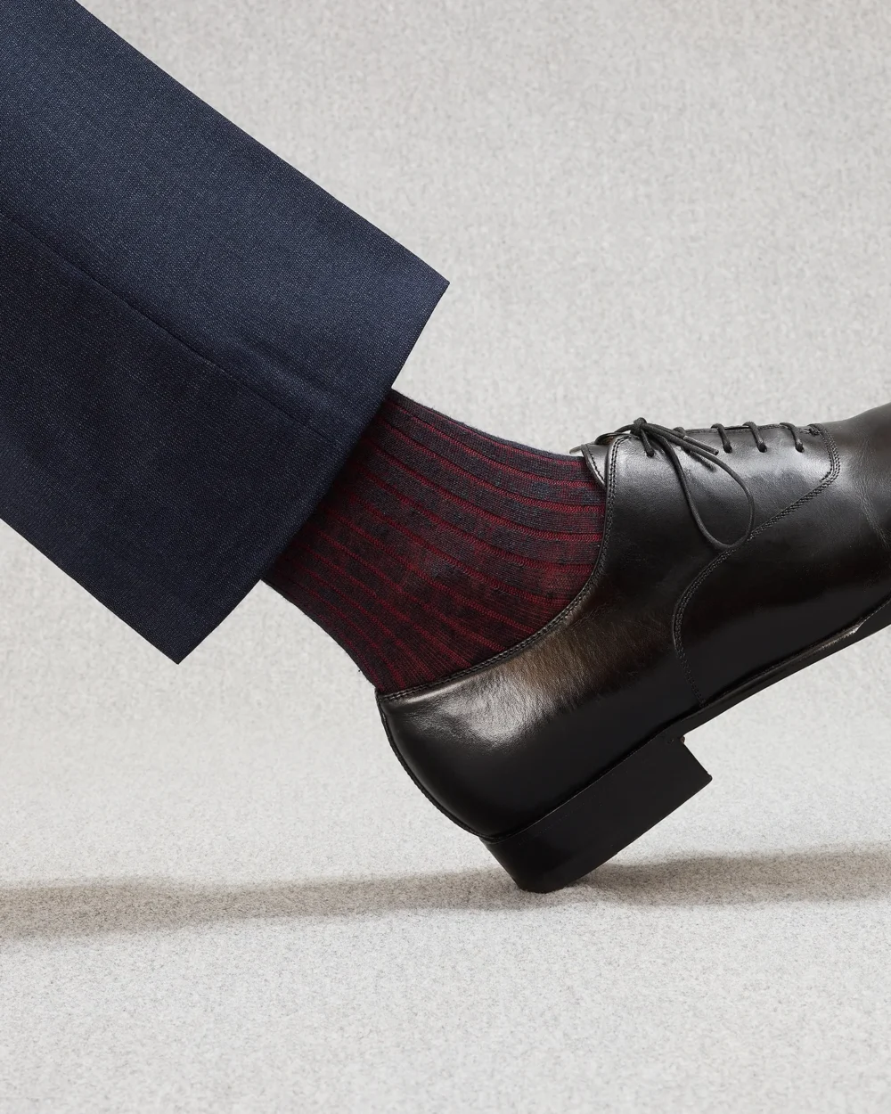 Knee-High Socks by Mes Chaussettes Rouges / Navy Blue & Red Stripes