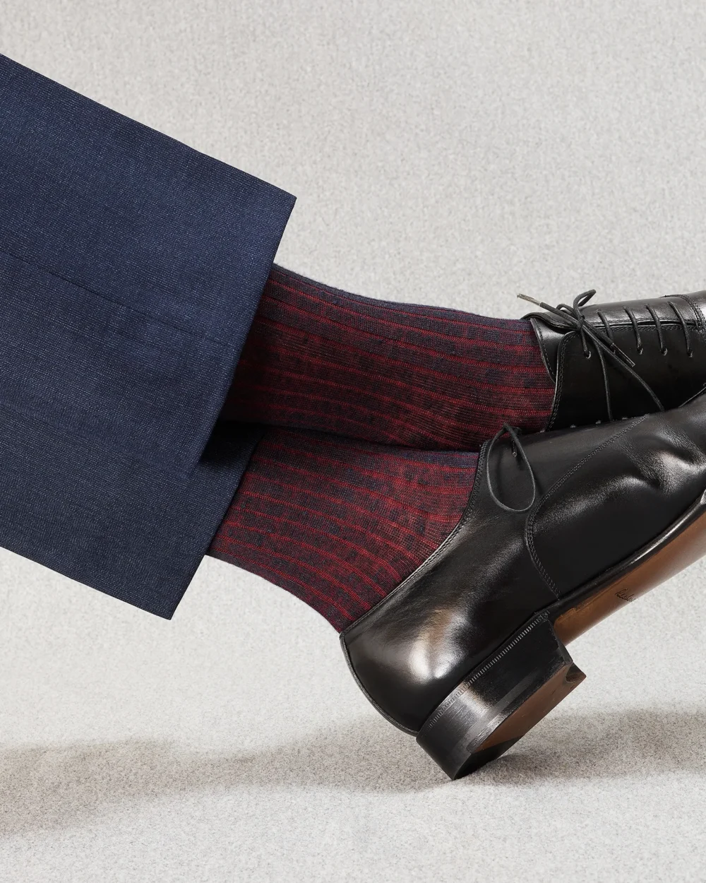 Knee-High Socks by Mes Chaussettes Rouges / Navy Blue & Red Stripes