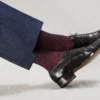 Knee-High Socks by Mes Chaussettes Rouges / Navy Blue & Red Stripes