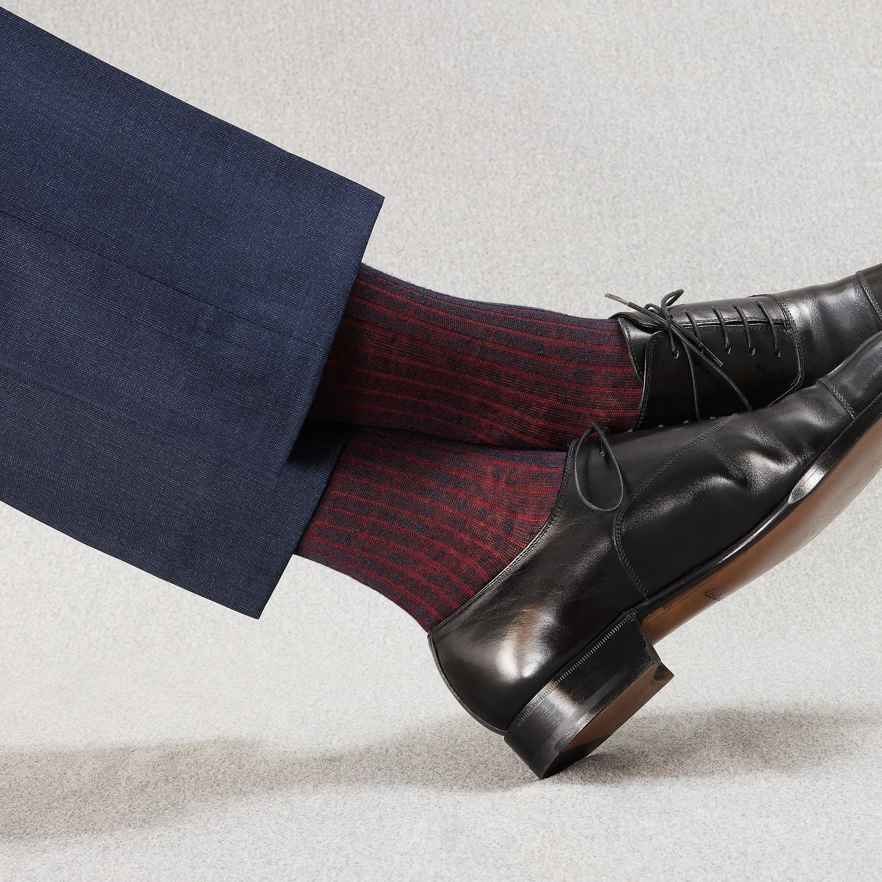 Knee-High Socks by Mes Chaussettes Rouges / Navy Blue & Red Stripes
