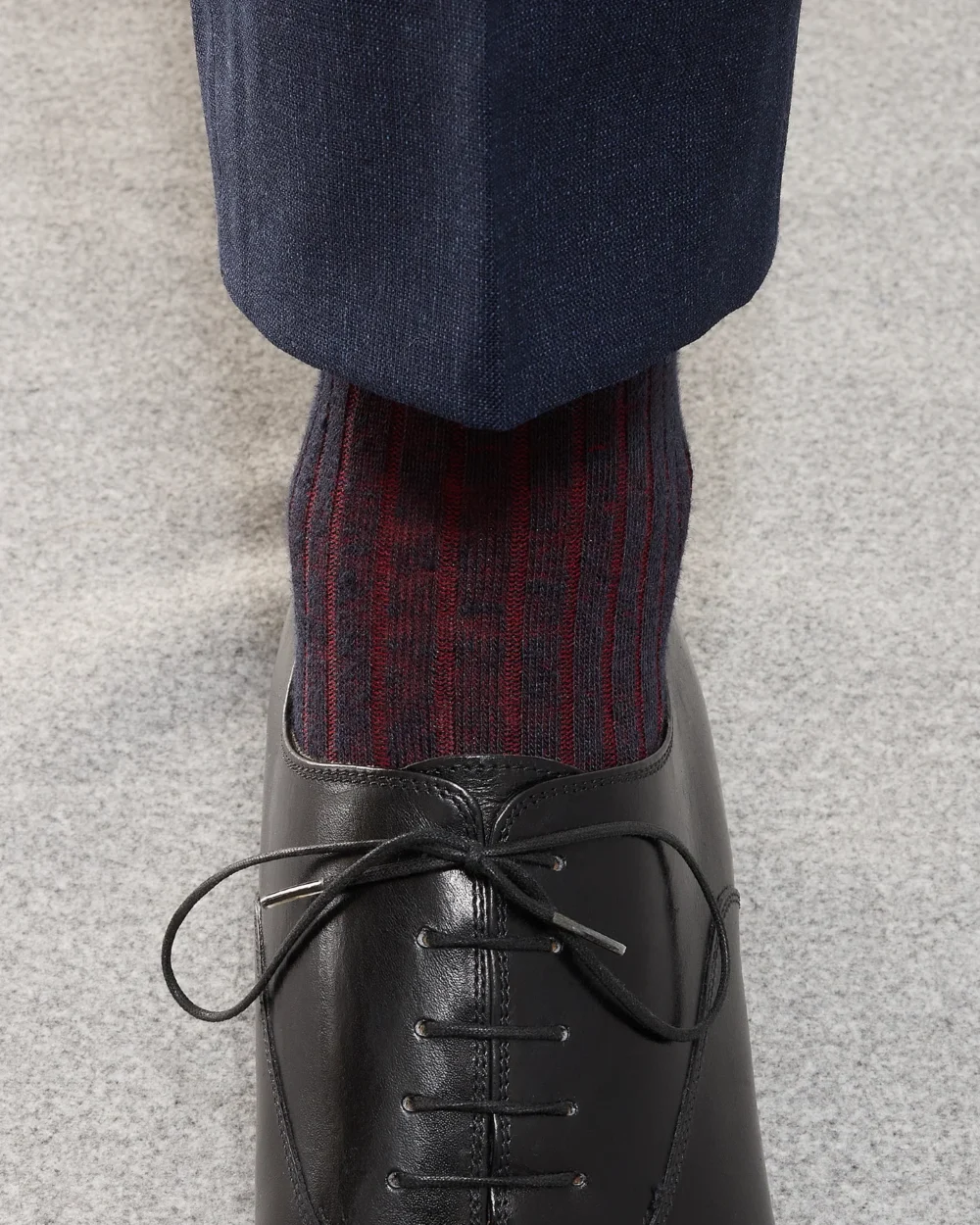 Knee-High Socks by Mes Chaussettes Rouges / Navy Blue & Red Stripes
