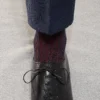 Knee-High Socks by Mes Chaussettes Rouges / Navy Blue & Red Stripes