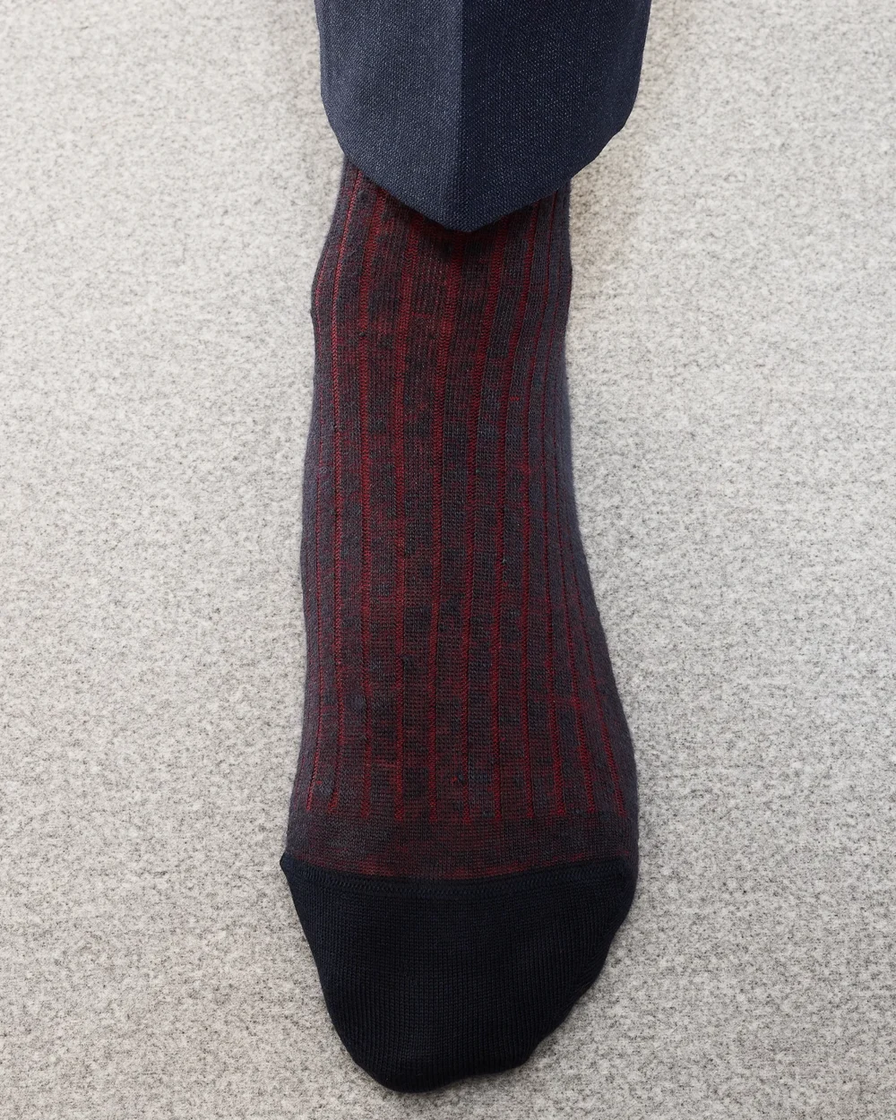 Knee-High Socks by Mes Chaussettes Rouges / Navy Blue & Red Stripes