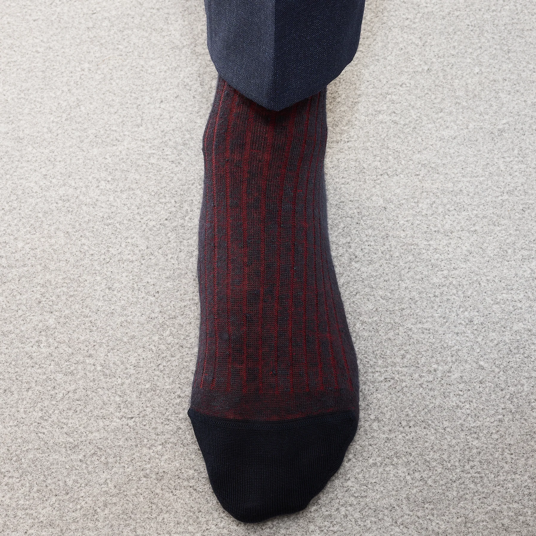 Knee-High Socks by Mes Chaussettes Rouges / Navy Blue & Red Stripes