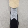 Mi-Bas par Mes Chaussettes Rouges
/ Pied-de poule lin bleu ciel & blanc cassé