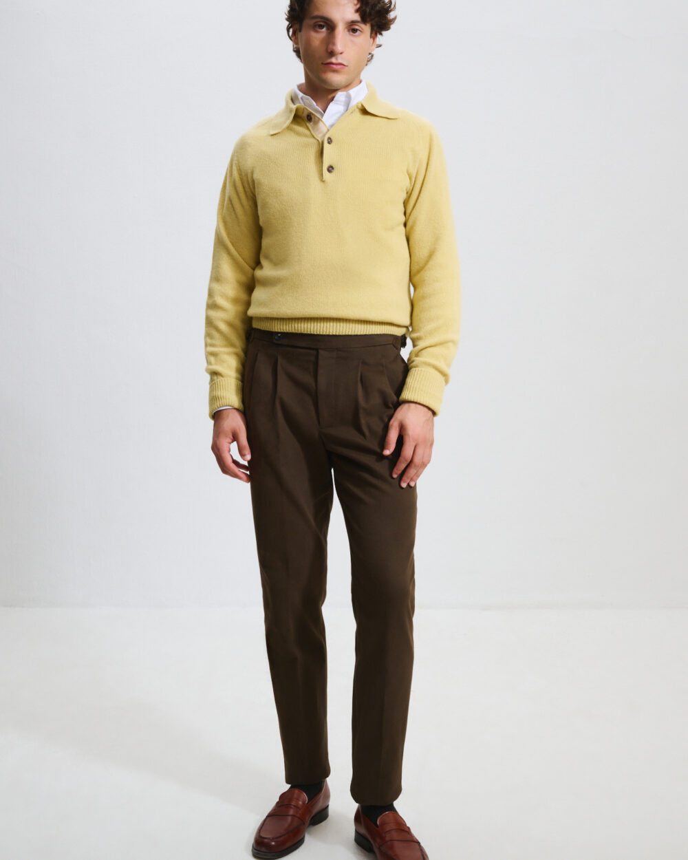 Two-Pleat Cut Trousers / Cotton Chino