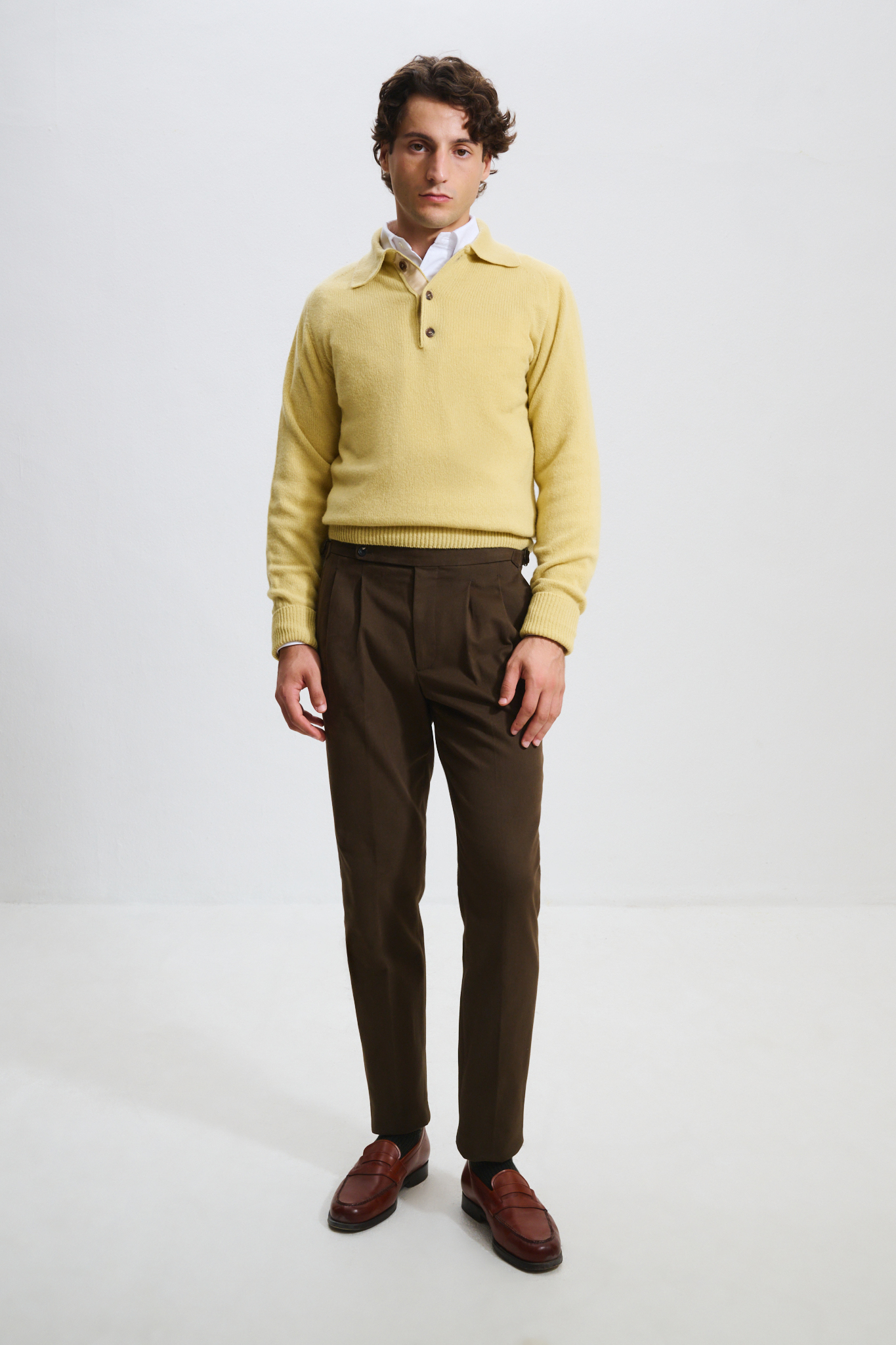 Two-Pleat Cut Trousers / Cotton Chino