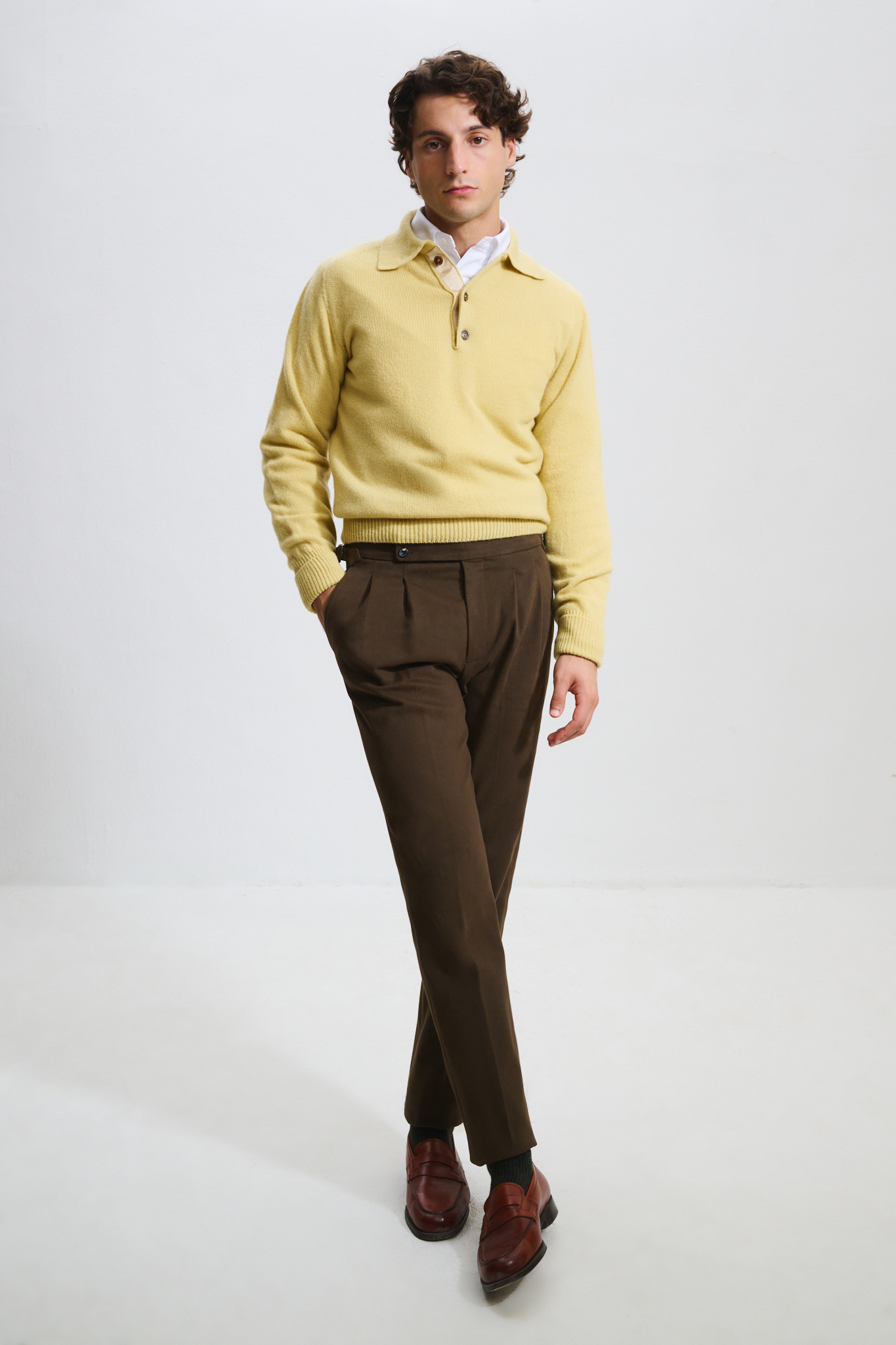 Two-Pleat Cut Trousers / Cotton Chino