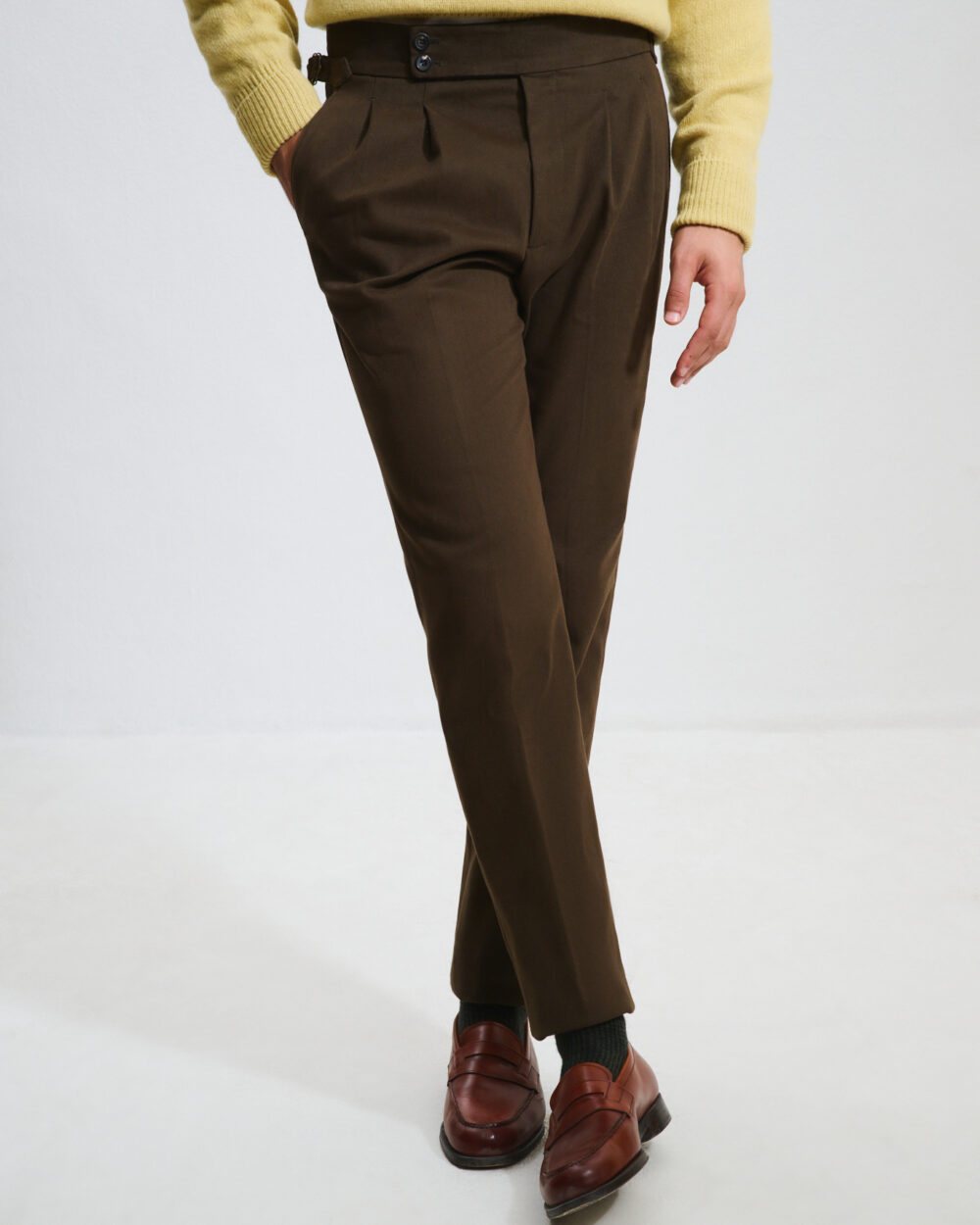 Two-Pleat Cut Trousers / Cotton Chino