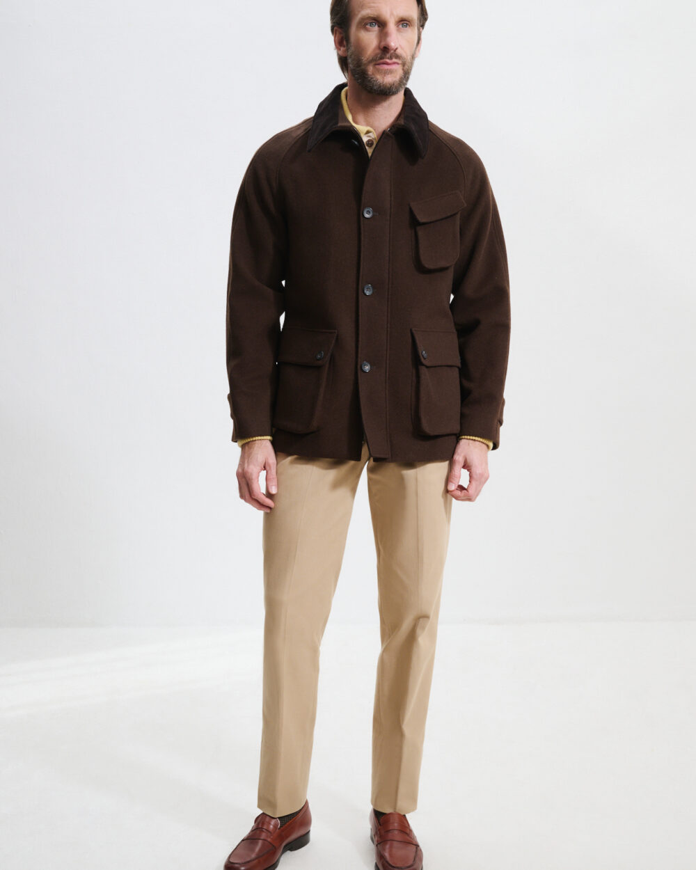 Two-Pleat Cut Trousers / Cotton Chino