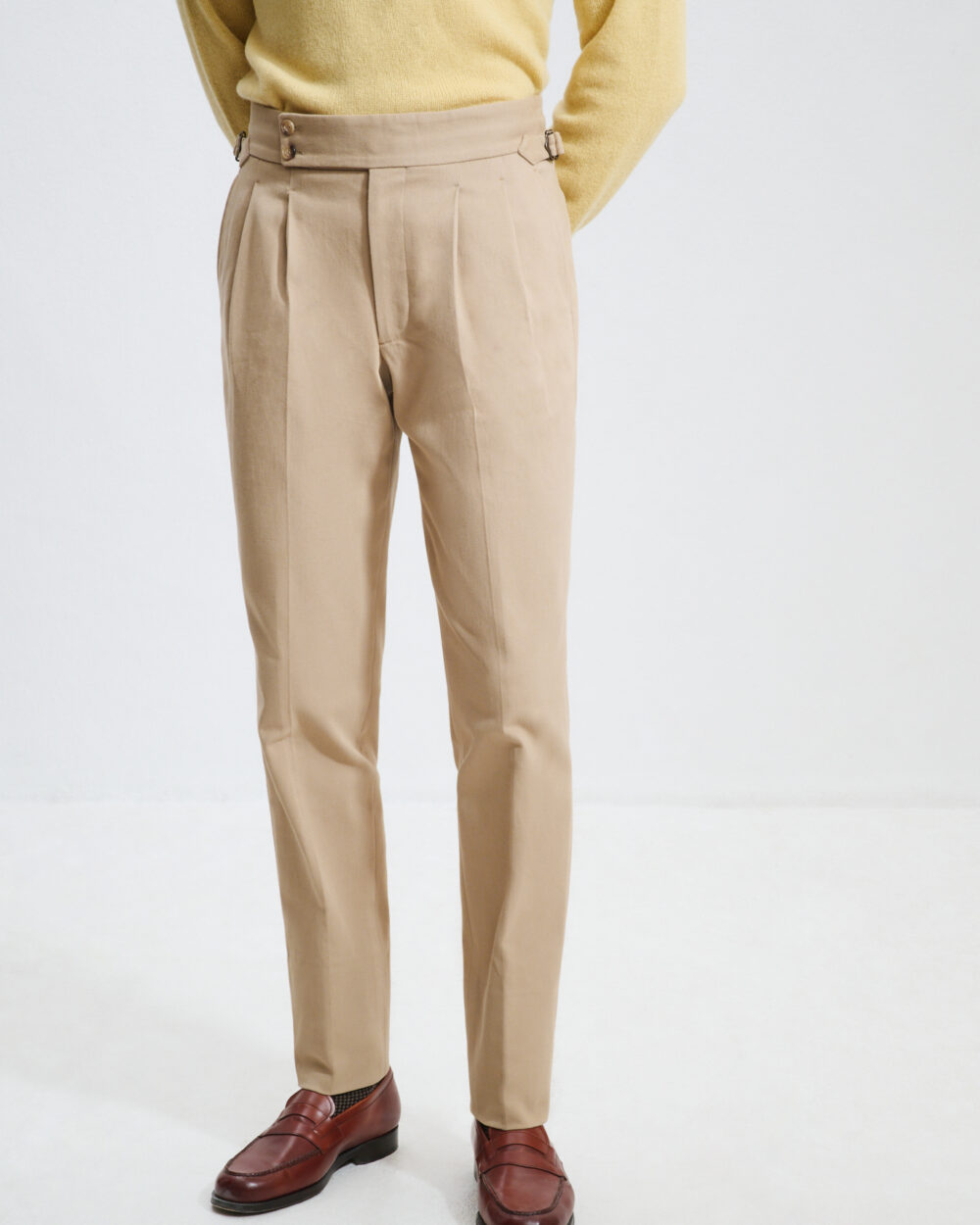 Two-Pleat Cut Trousers / Cotton Chino