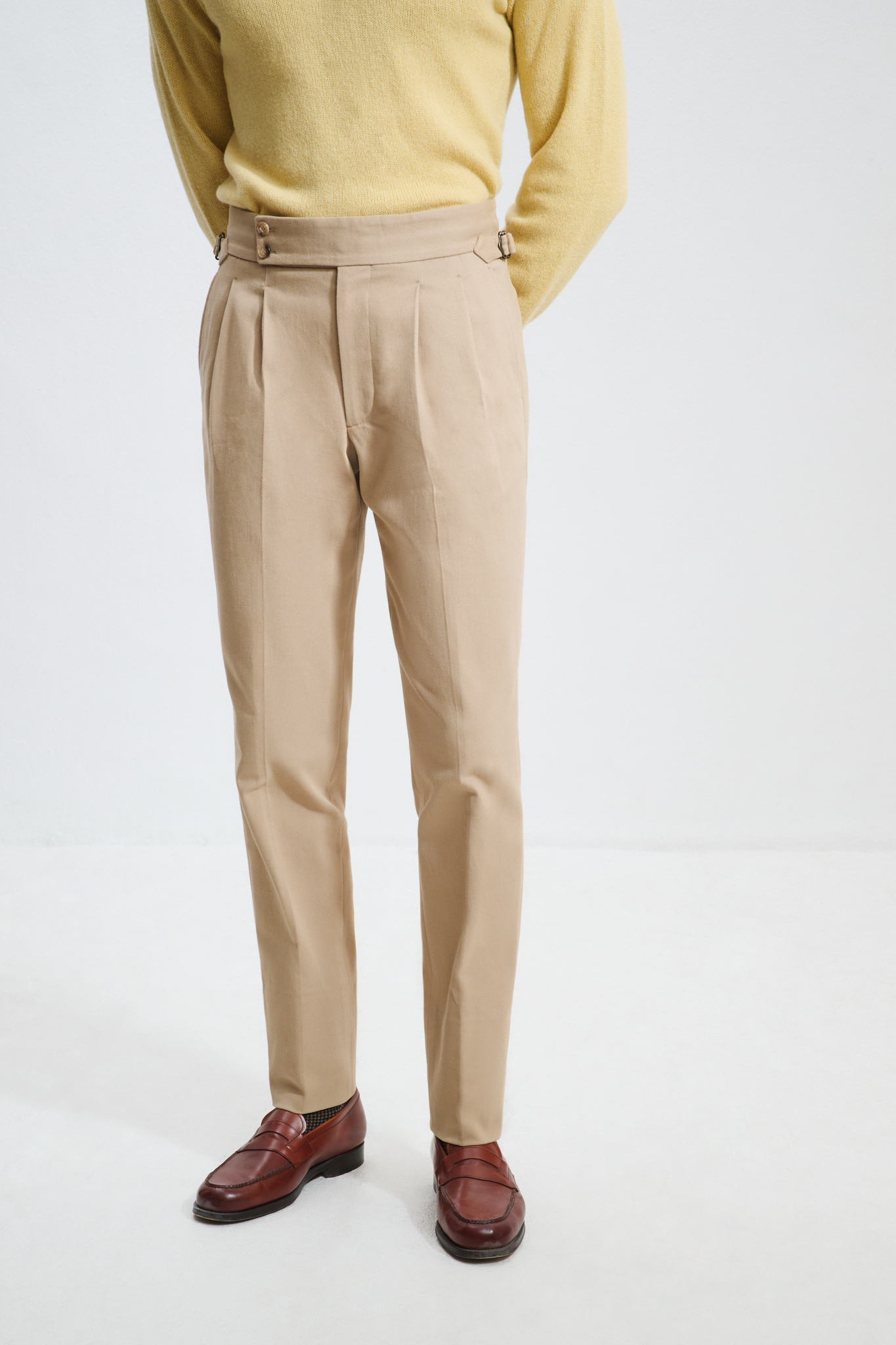 Two-Pleat Cut Trousers / Cotton Chino