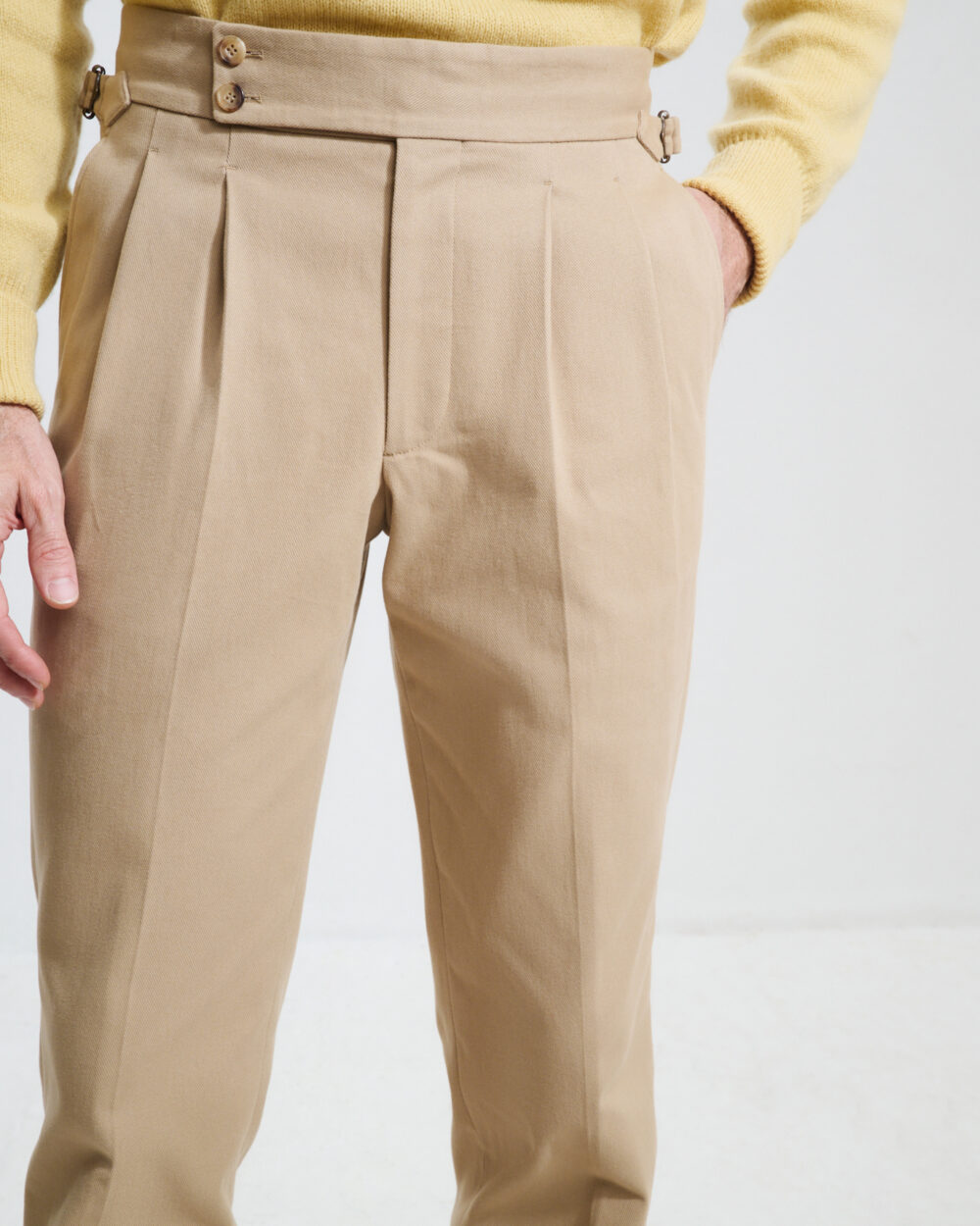 Two-Pleat Cut Trousers / Cotton Chino