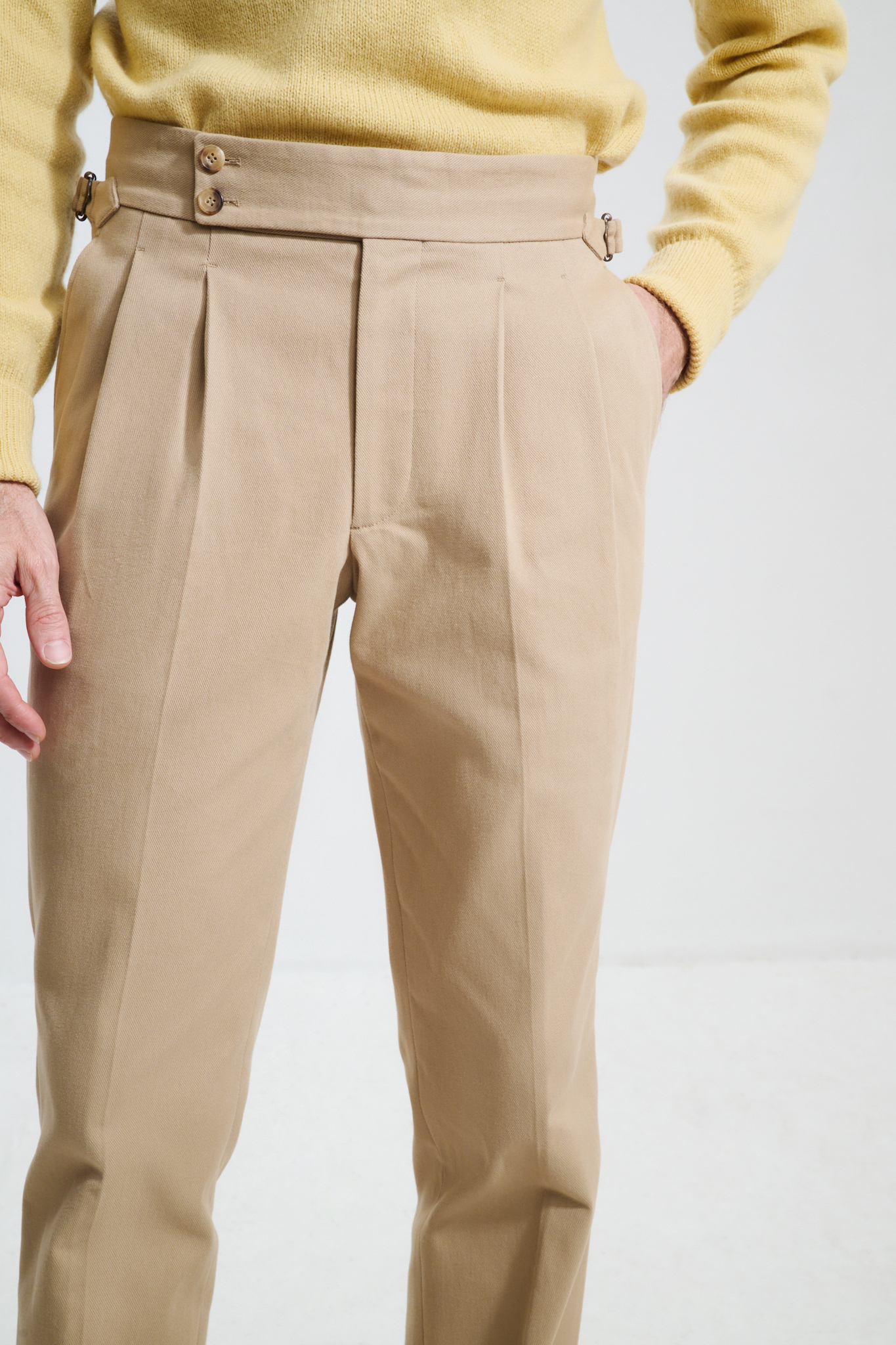 Two-Pleat Cut Trousers / Cotton Chino