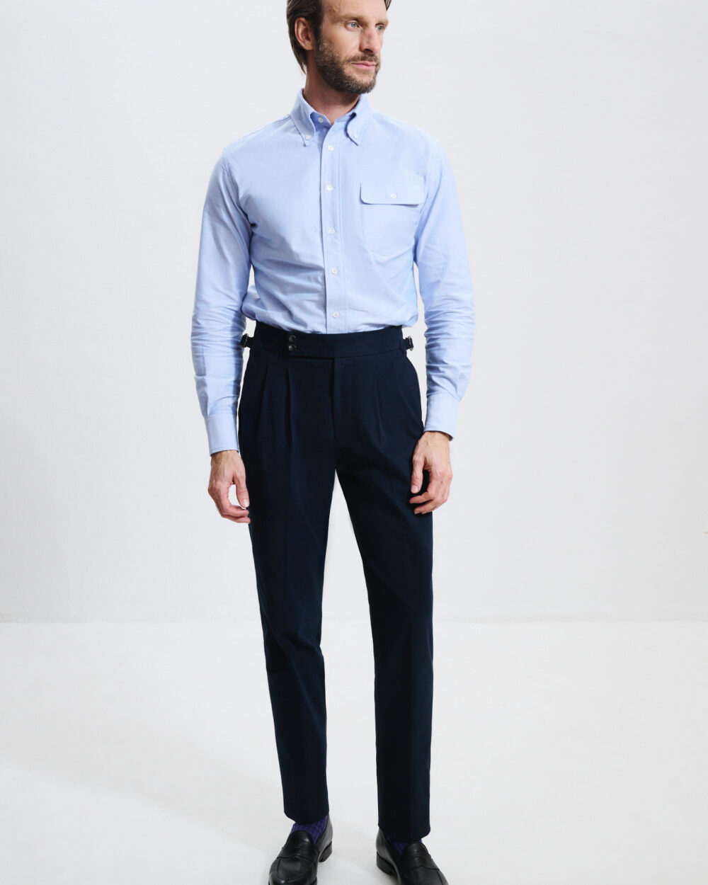 Two-Pleat Cut Trousers / Chino Cotton