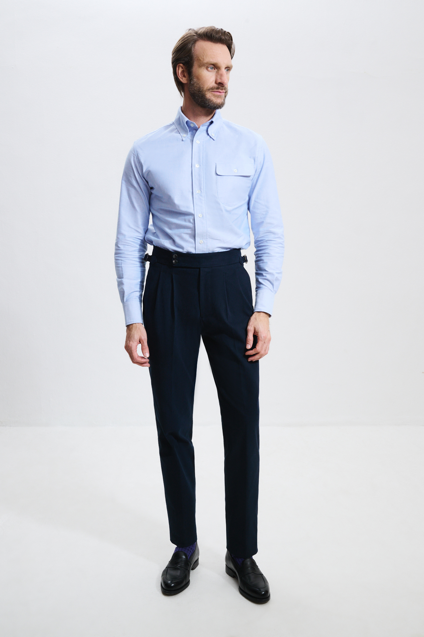 Two-Pleat Cut Trousers / Chino Cotton