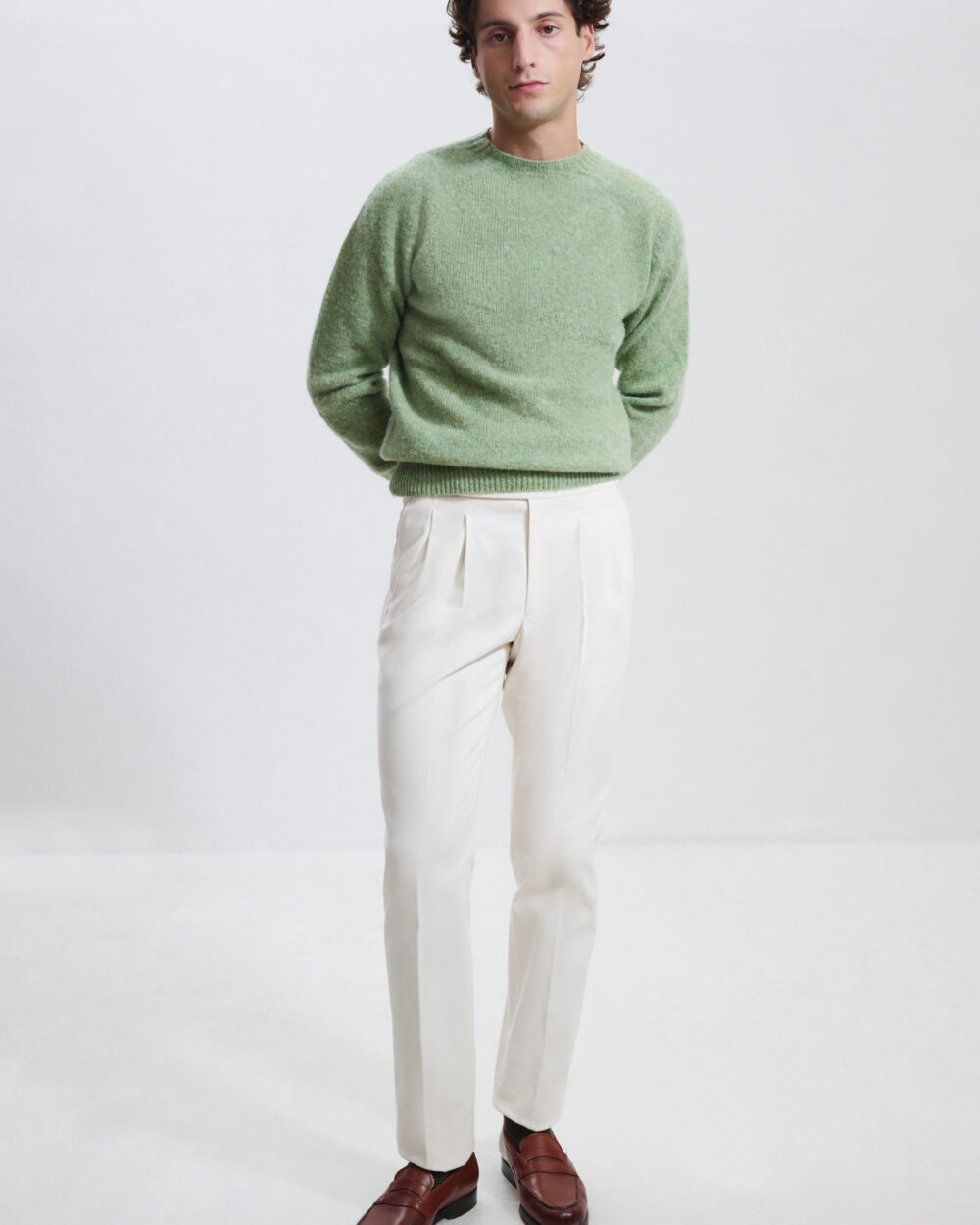Two-Pleat Cut Trousers / Cotton Chino