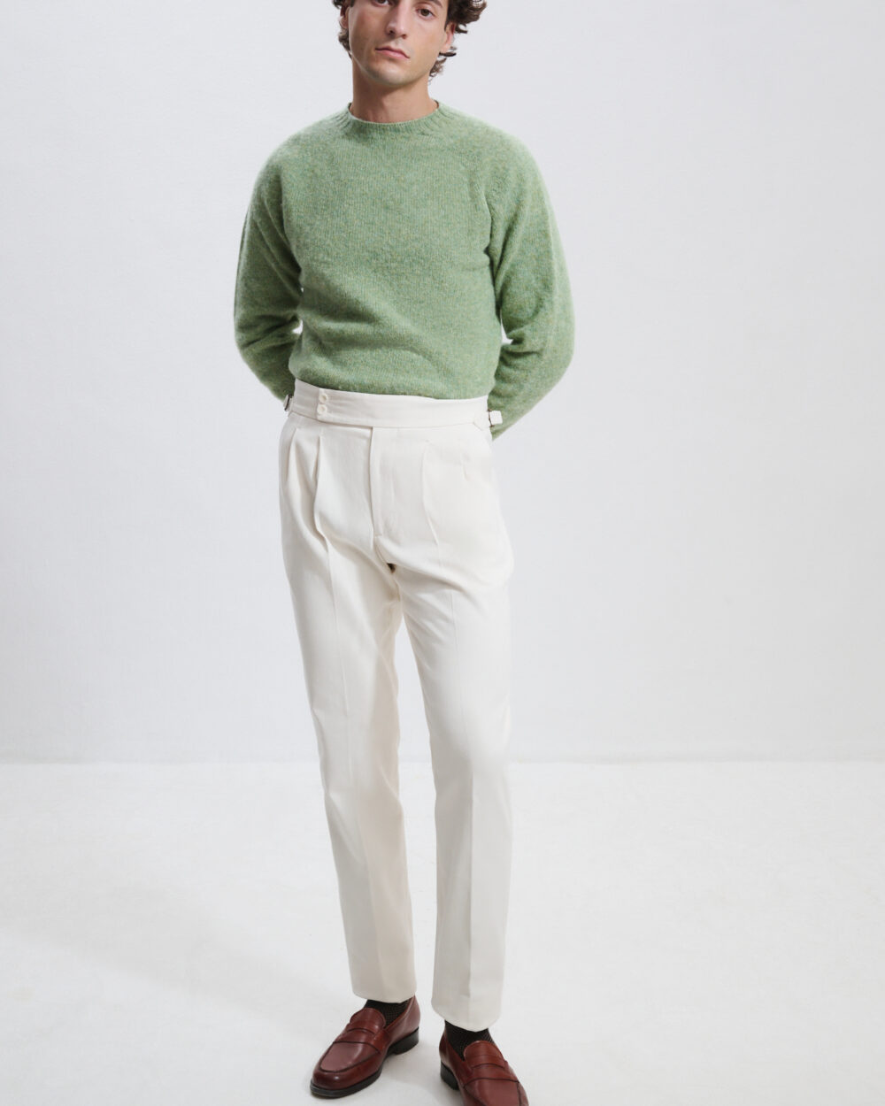 Two-Pleat Cut Trousers / Cotton Chino