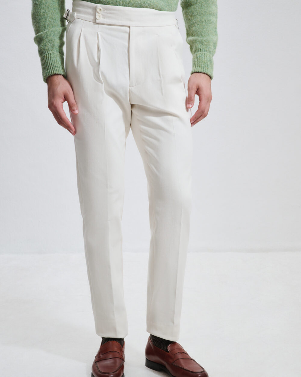 Two-Pleat Cut Trousers / Cotton Chino