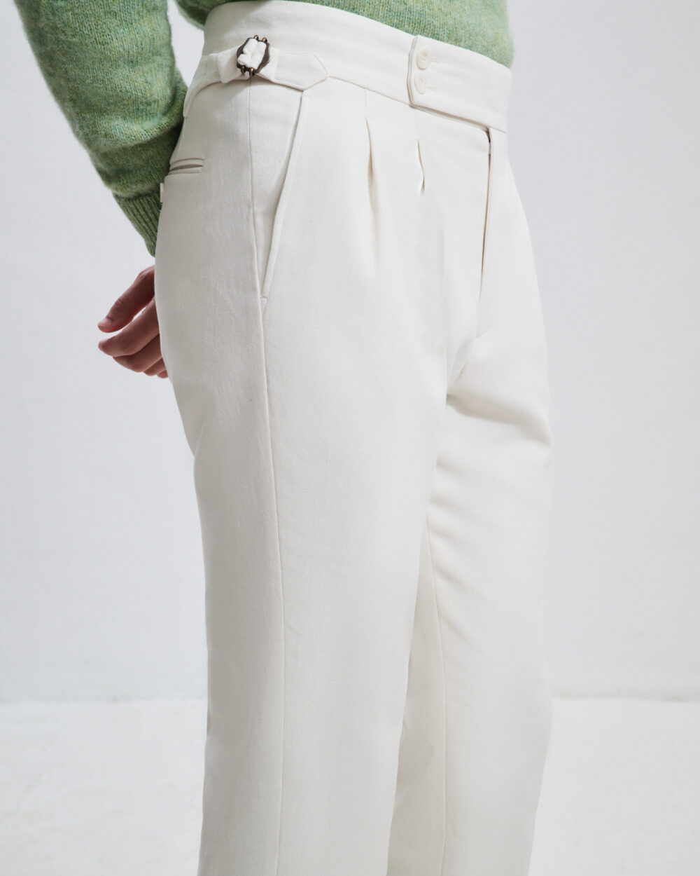 Two-Pleat Cut Trousers / Cotton Chino