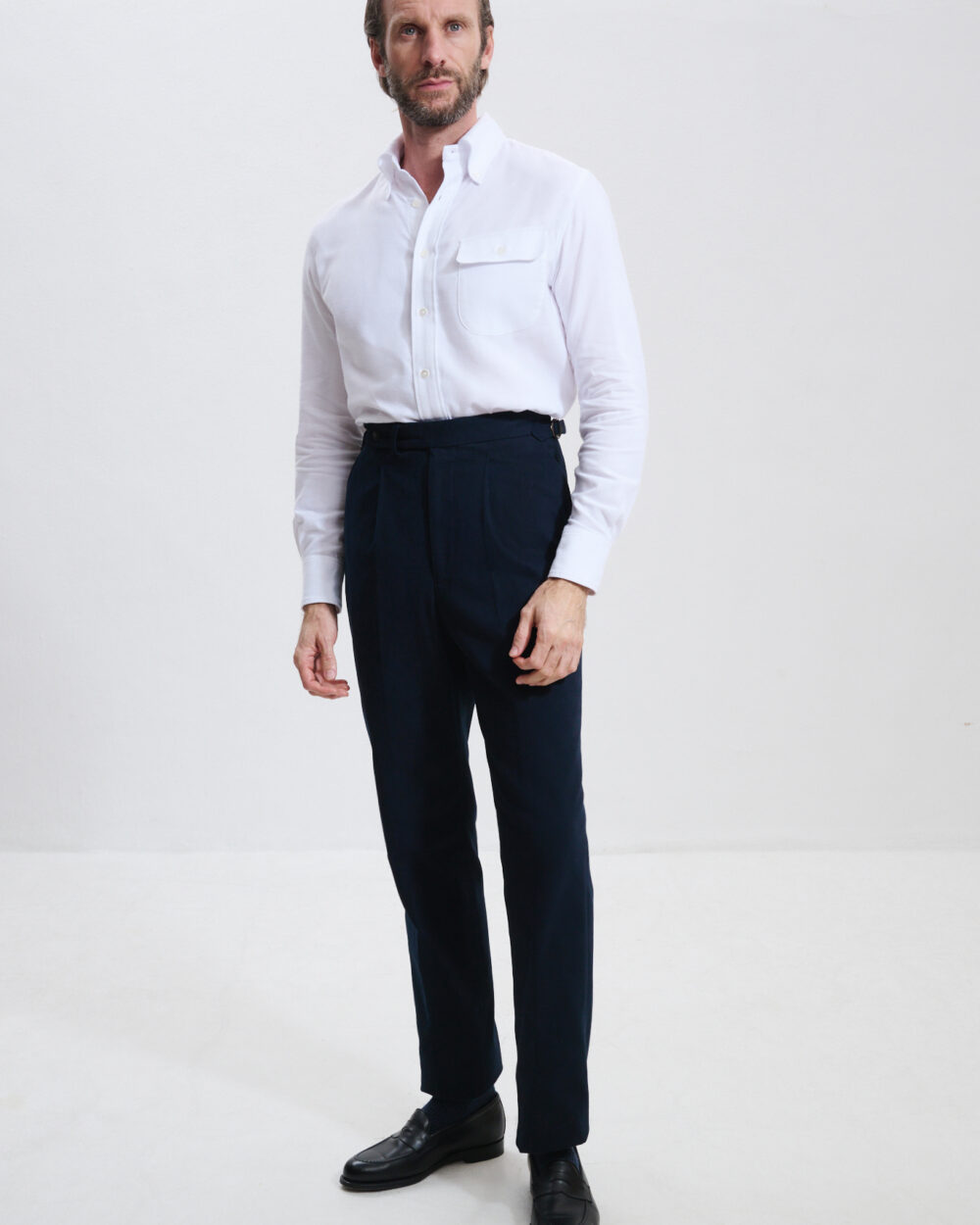 Single Pleat Trousers / Cotton Chino