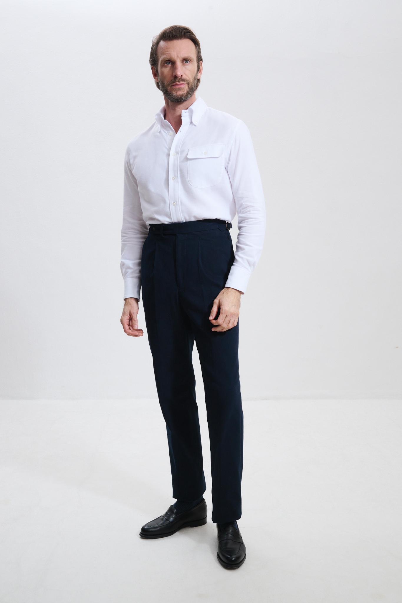 Single Pleat Trousers / Cotton Chino