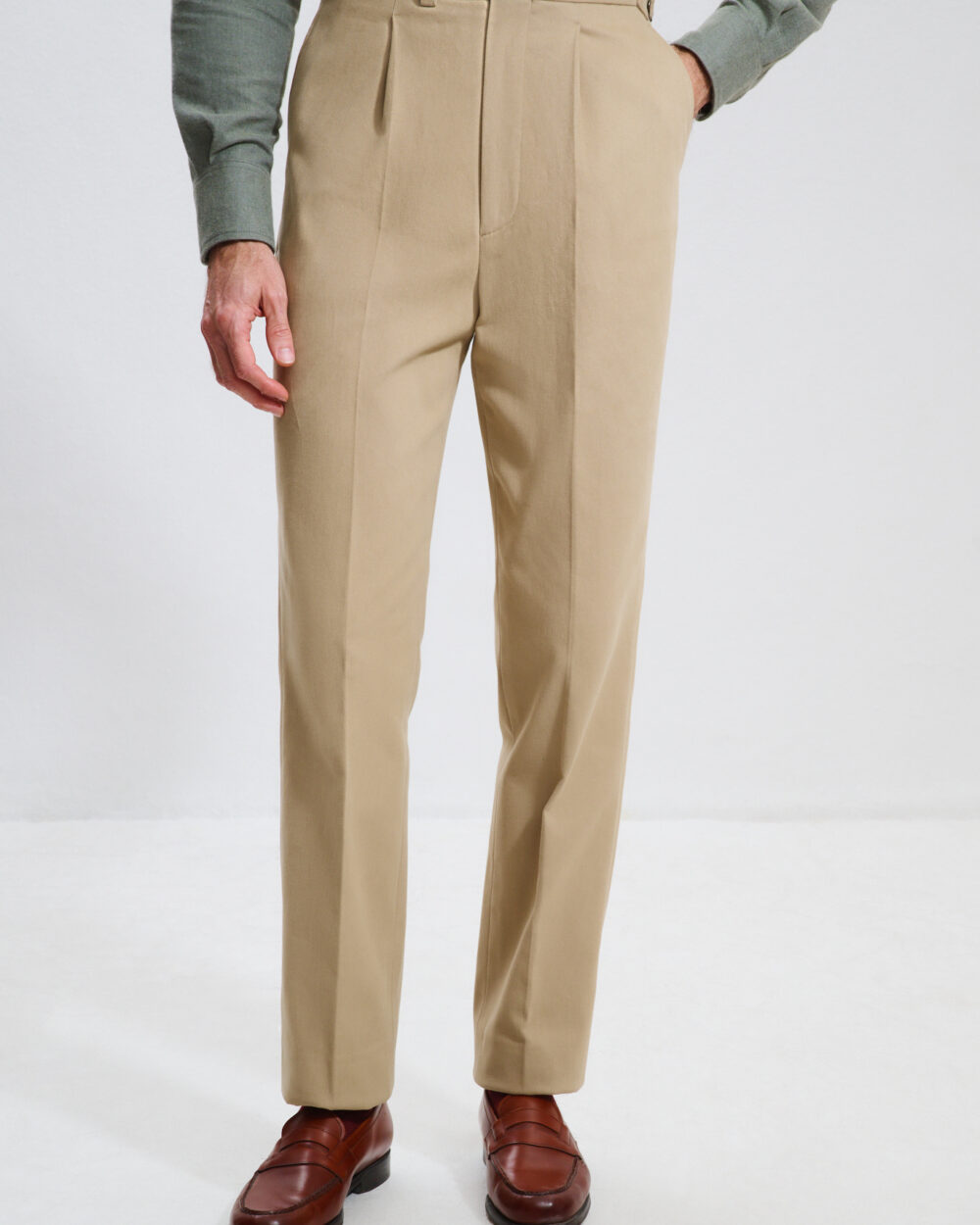 Single Pleat Trousers / Cotton Chino