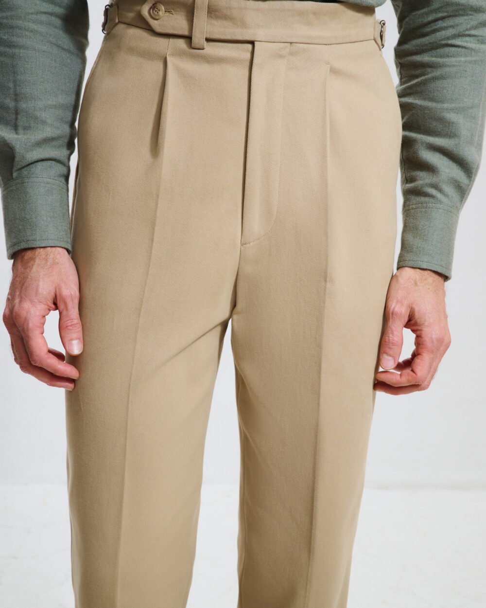Single Pleat Trousers / Cotton Chino