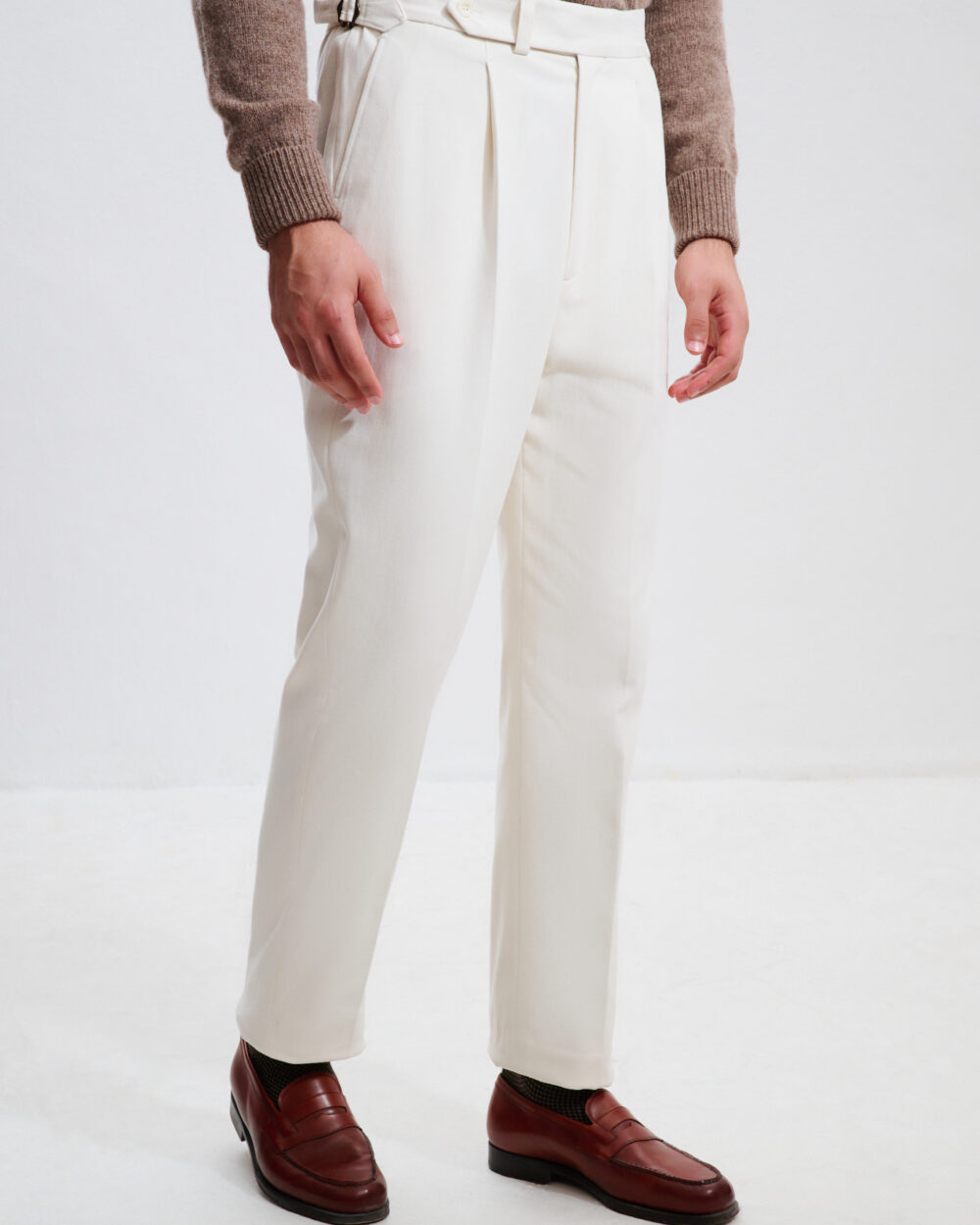 Single-Pleat Trousers / Cotton Chino