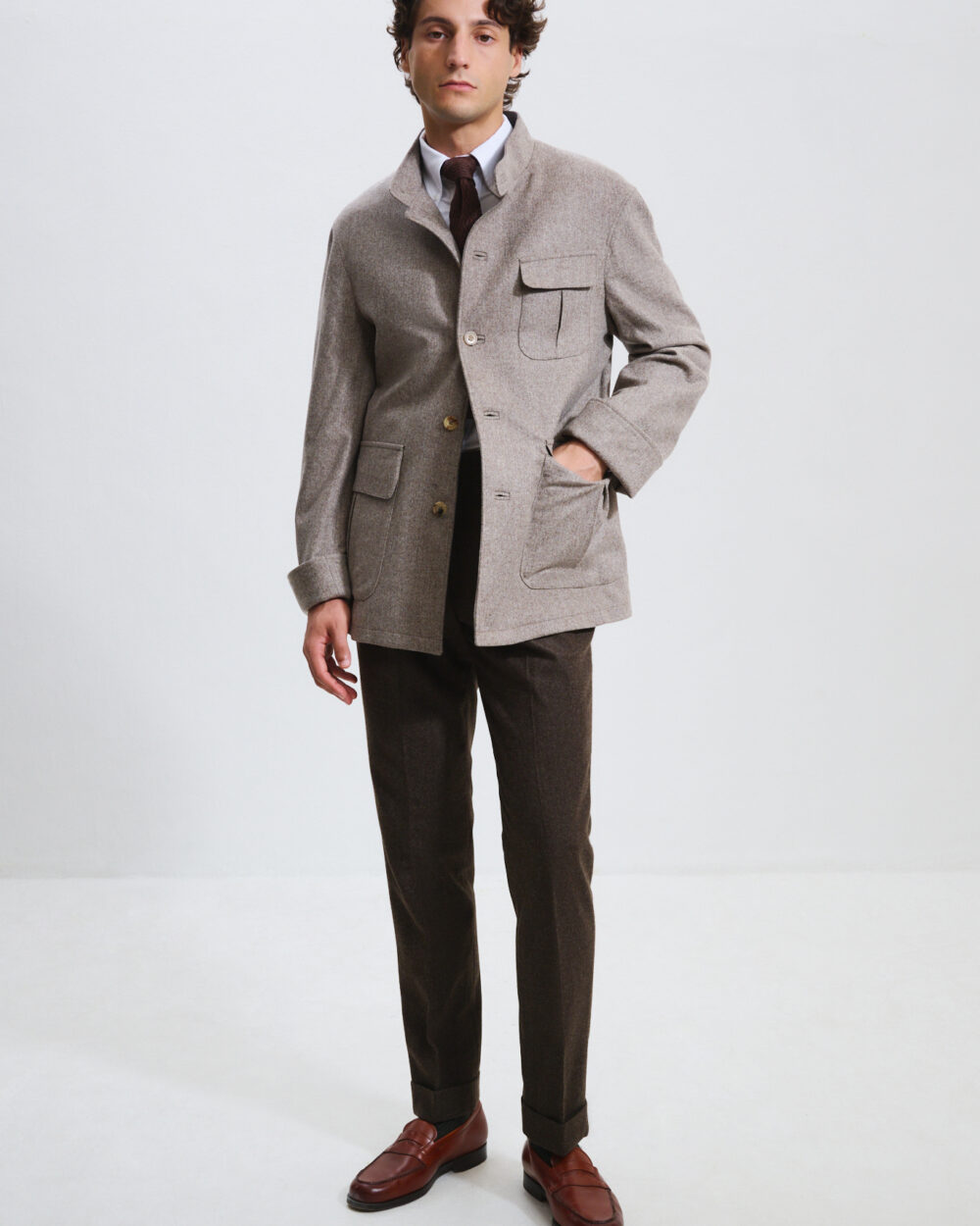 Veste Maubourg à rabats / Flanelle chevrons