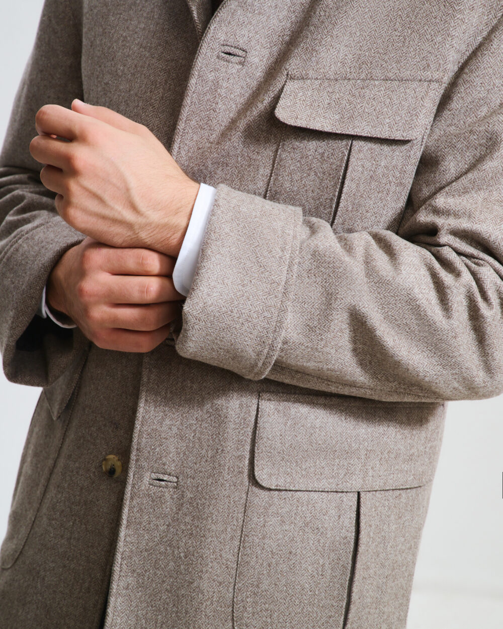 Veste Maubourg à rabats / Flanelle chevrons