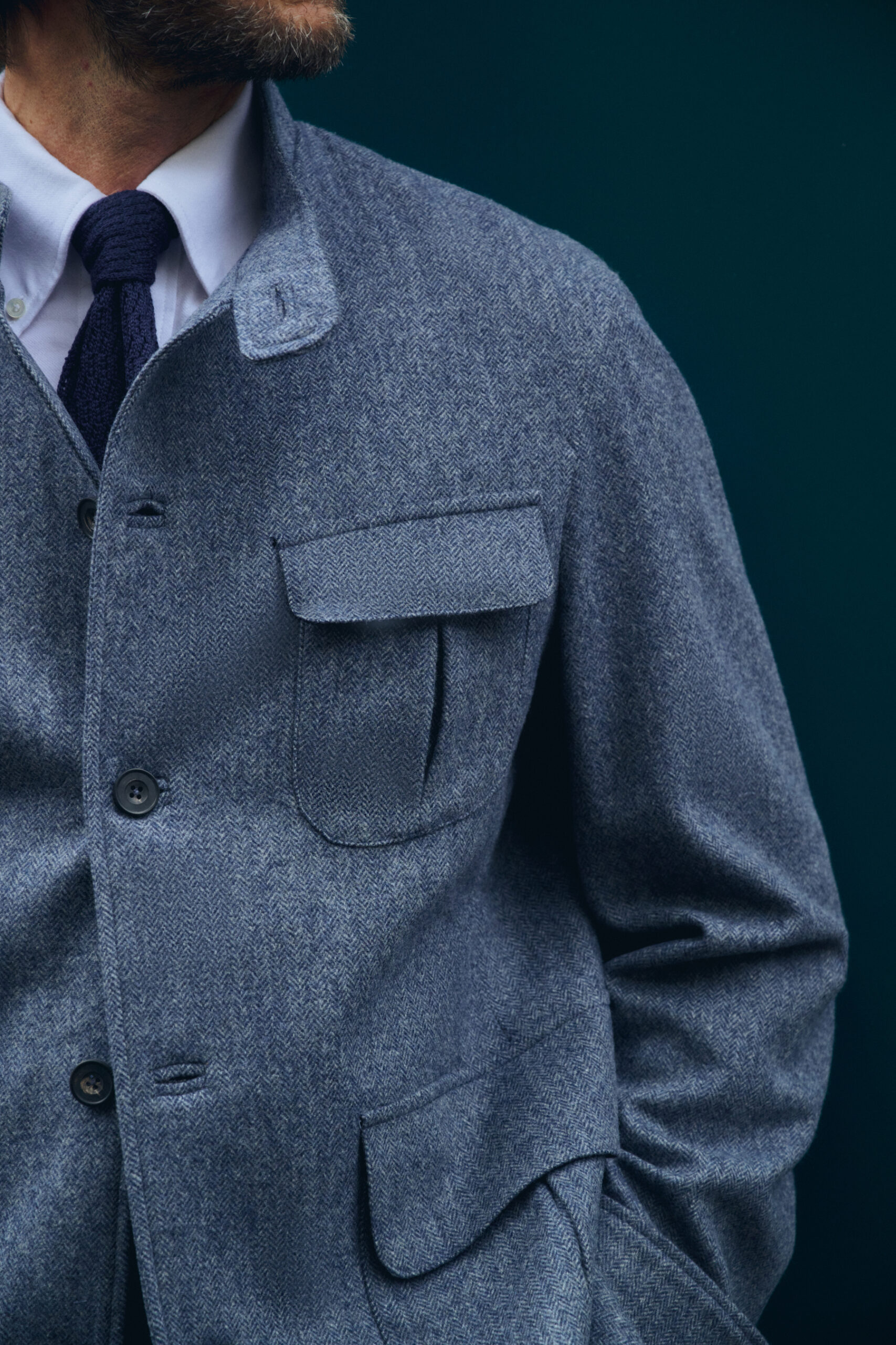 Veste Maubourg à rabats / Flanelle chevrons
