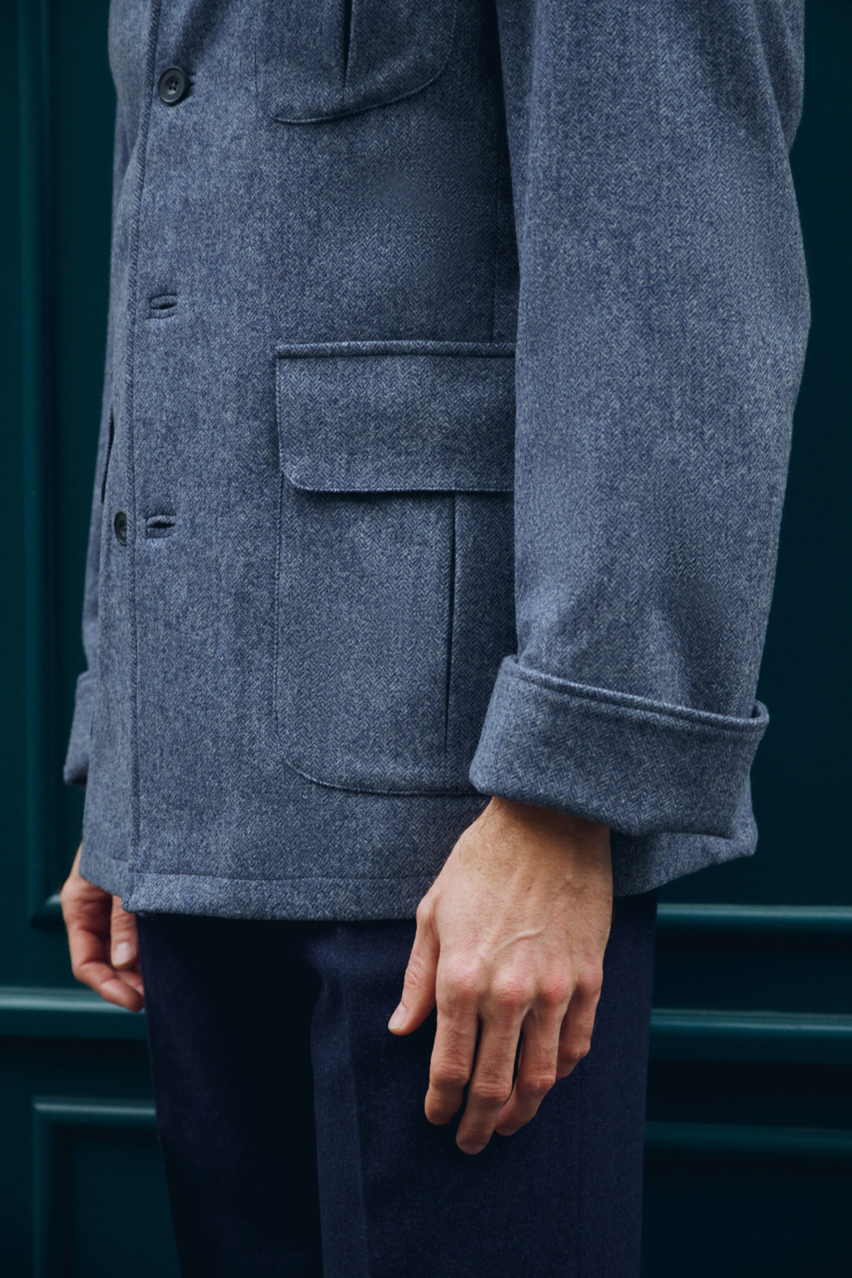 Veste Maubourg à rabats / Flanelle chevrons